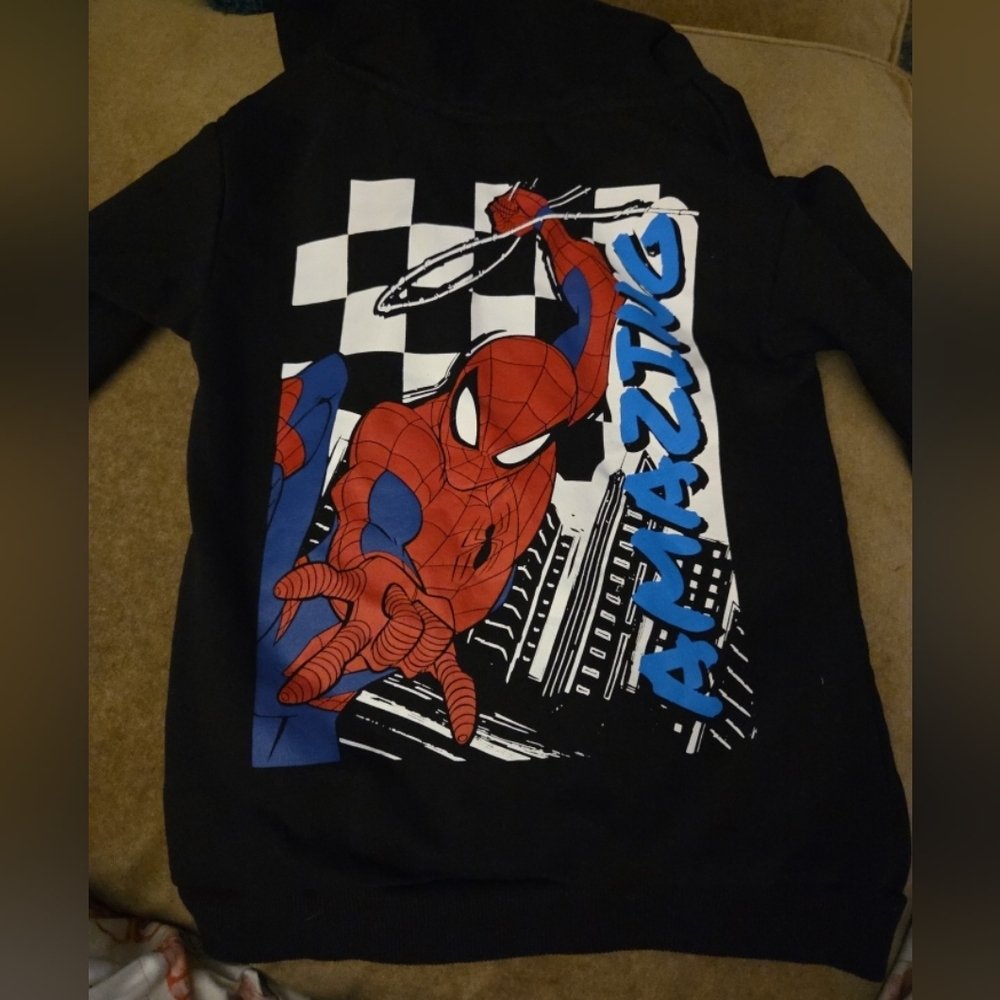 Marvel Black Hoodie with Red and Blue Spider-Man Graphic